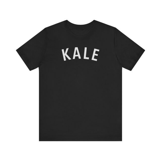 Front view of the Kale University tee in black