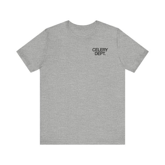 Front view of the Celery Dept. tee in athletic grey heather