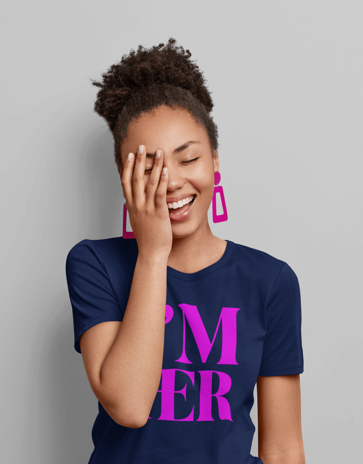 T Shirt Mockup Of A Woman Wearing Retro Earrings M3582 R El2